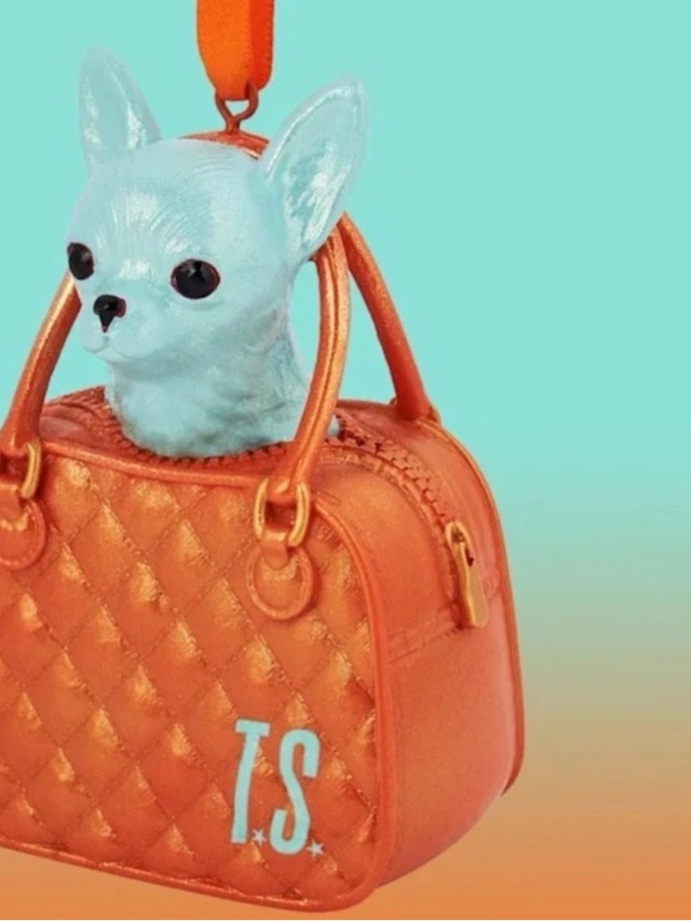 Taylor Swift Quilted Ornament with Chihuahua Turquoise Dog - Picture 2 of 6